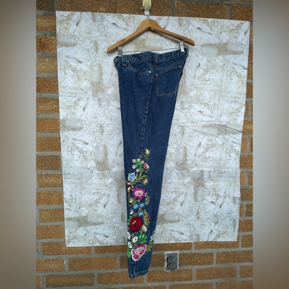 Lawmen Embroidered Bootcut Jeans Sz 7 Floral - Picture 12 of 16